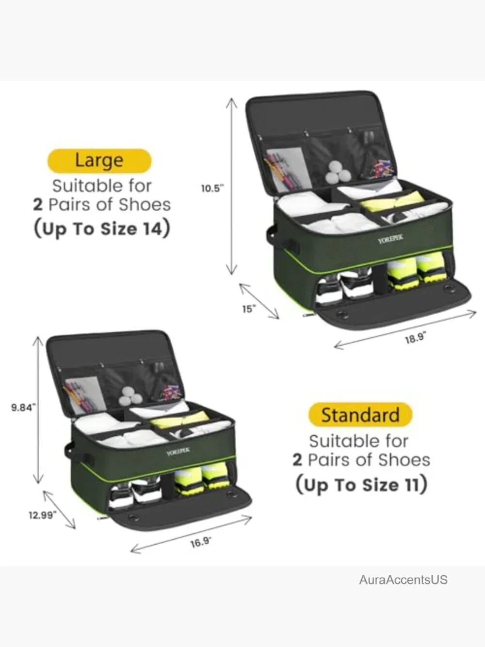 Golf Trunk Organizer 2 Layer Separated Shoe Compartment Car Storage Locker